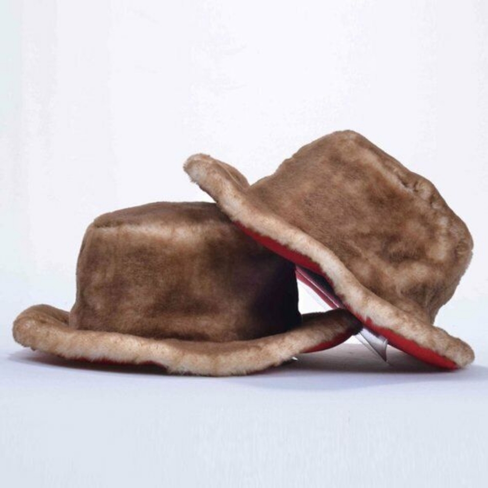Men's Manzini Brown | Red Bottom Faux Fur Hat NWT